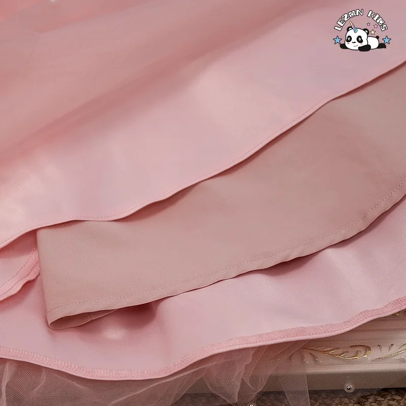 LEZONKIDS - Factory Customized Soft and Comfortable Fabric Girls Sleeveless Mesh Wedding Party  Girls Tulle Dress